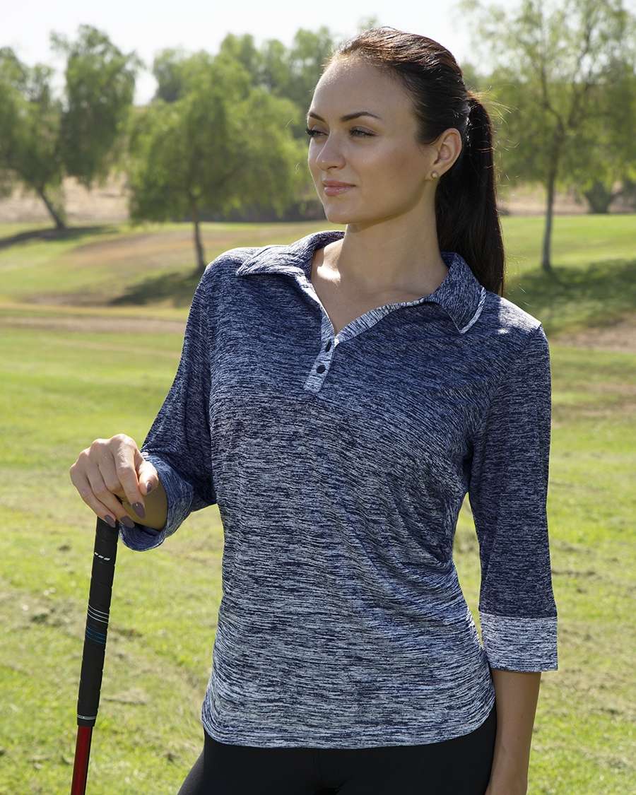 Made in USA Women Polo Shirt 381-OBJ Ladies' 3/4 Sleeve Top
