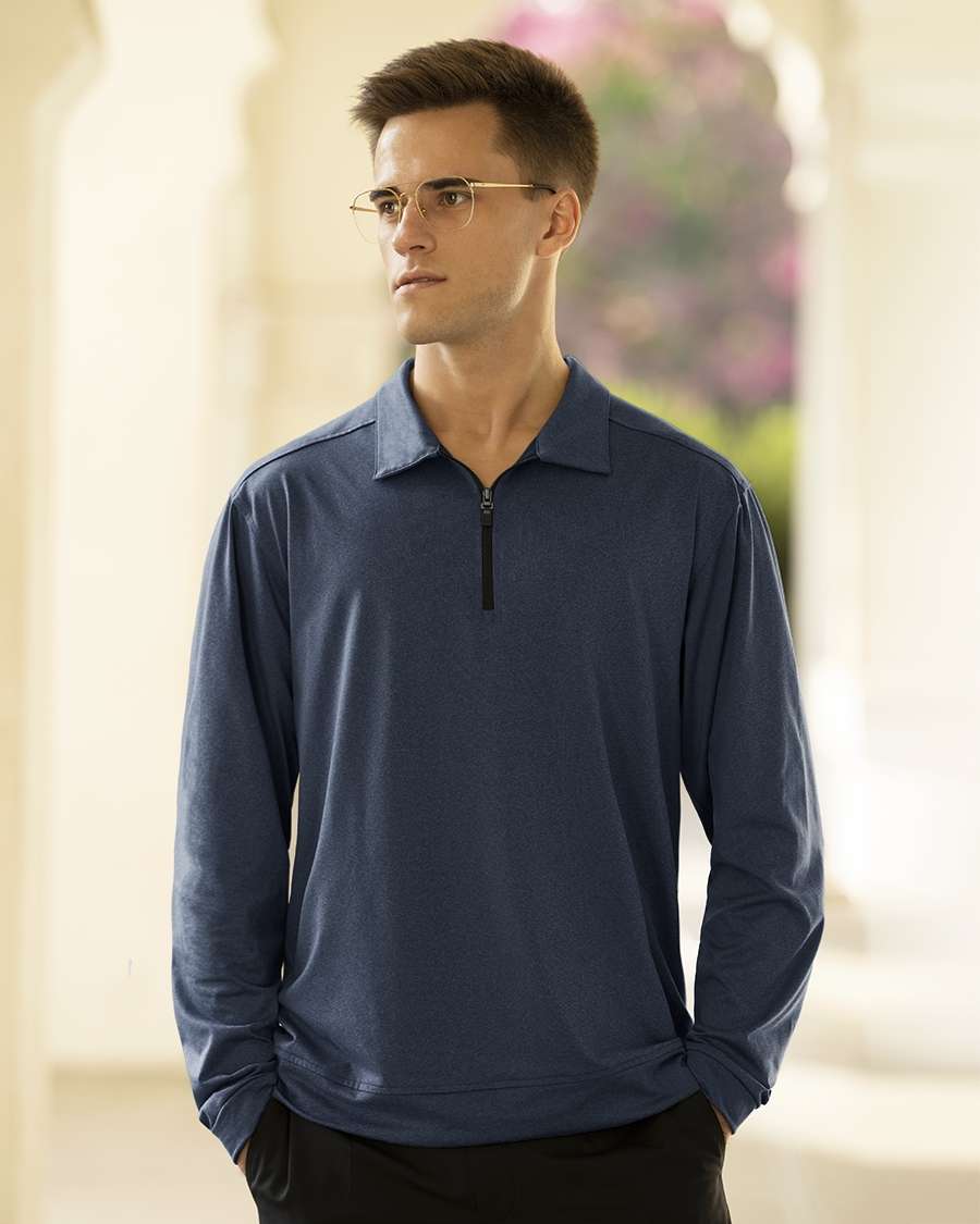 メンズウェア MENS BASIC POLO 2401-DSJ Men's Double Sueded Jersey L/S 1/4 Zip Polo - PRODUCTS
