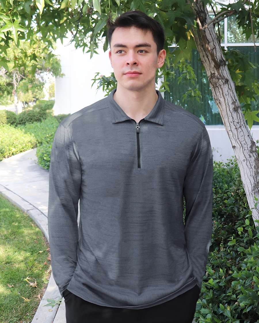 Made in USA Men's Long Sleeve Quarter Zip Polo