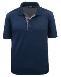 1345-AQD Men's Aqua-Dry Plaid Placket Polo