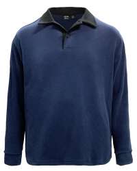 2466-VSF Men's Velour Fleece L/S Contrast Collar Polo