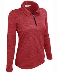 480-TSJ Ladies' Tiger Stripe Jersey L/S 1/4  Zip Polo 
