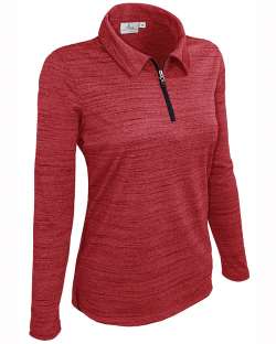 480-TSJ Ladies' Long Sleeve Quarter Zip Polo Tiger Stripe Jersey